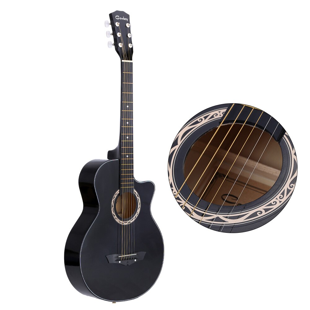 38 "Gitaar Guitarra Akoestische Folk Gitaar Basswood 6-String Gitaar Voor Studenten Zwart