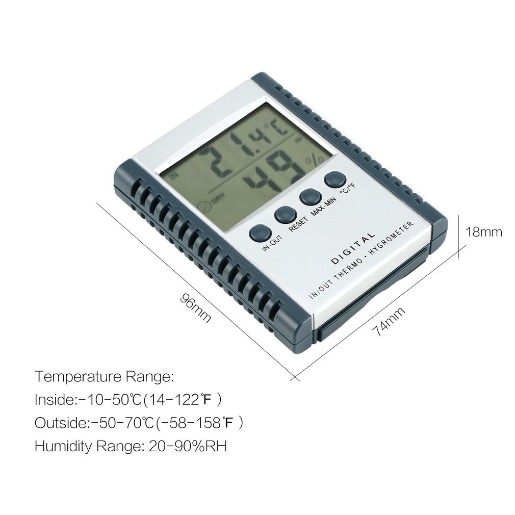 Mini Digital Humidity Temperature Meter LCD Display Hygrometer Thermometer Sensor Indoor Outdoor Calender Clock -50-70C