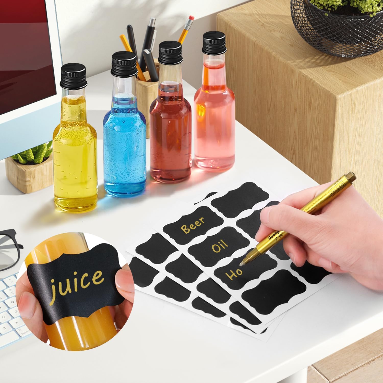 Mini-Schnaps flaschen 100ml leere kleine Plastik flaschen wieder verwendbare Miniatur-Alkohol flaschen mit Etiketten trichter für Hochzeiten