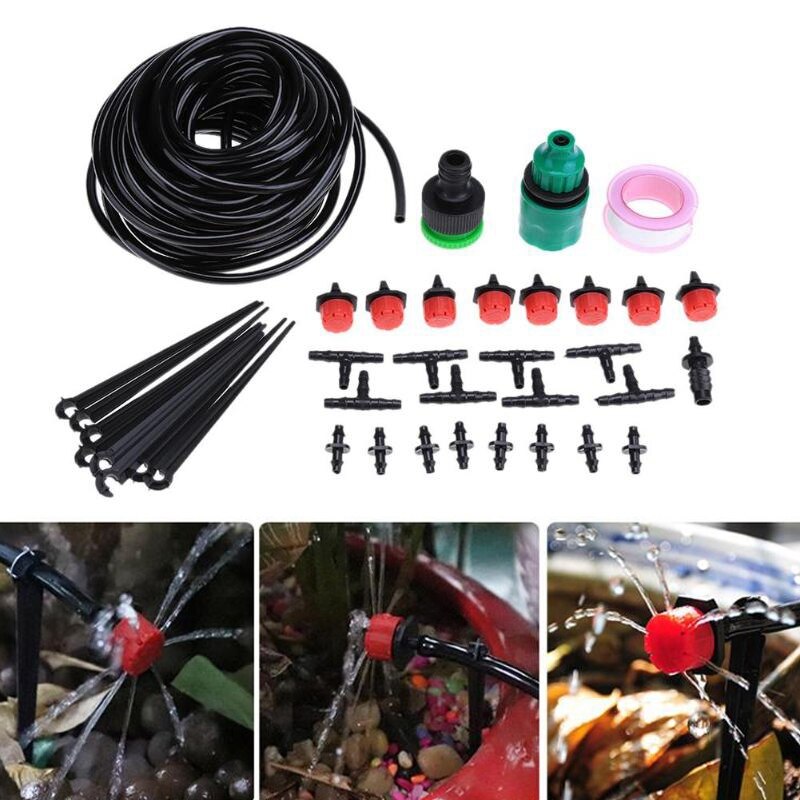 5M Diy Mini riego por goteo automático planta de sistema riego jardín Kits de mangueras con gotero ajustable inteligente controlador trajes