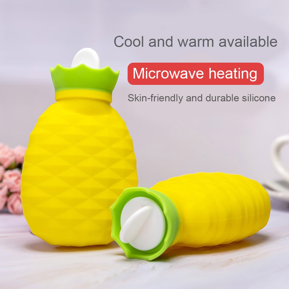 Pineapple Shape Silicone Water Bottle Hand Warmer Winter Warming Bag 200ml H99F