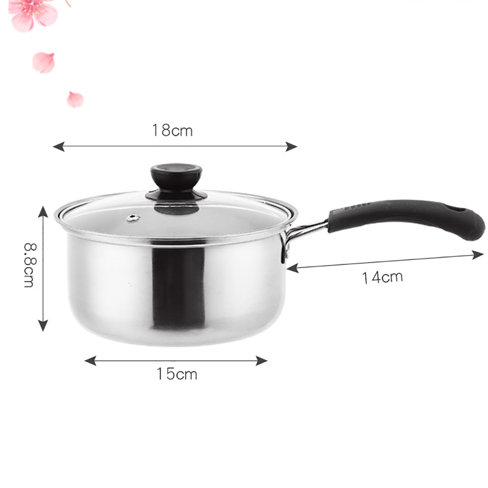 Rvs Melk Noodle Steelpan Pan Pot Met Glazen Deksel Onstick Koekenpan Non-stick Keuken Koken Tool Accessoires