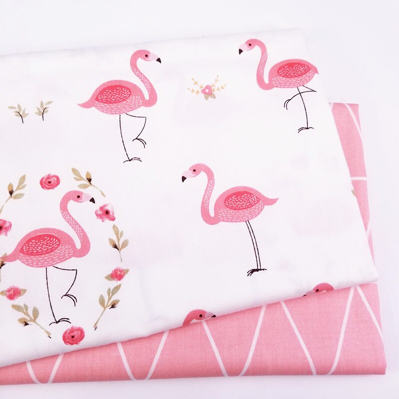 2 pièces bricolage à la main imprimé coton dessins animés flamant licorne tissu tissu couture Quilting animaux tissus pour enfant Patchwork: Marron / 50 160cm