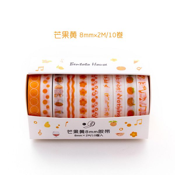 10 Pcs Washi Tape Masking Tape Set Grid Stickers Scrapbooking Cinta Adhesiva Decorativa Washitape Kawaii Wasi Tape De Decoracion: Mango yellow