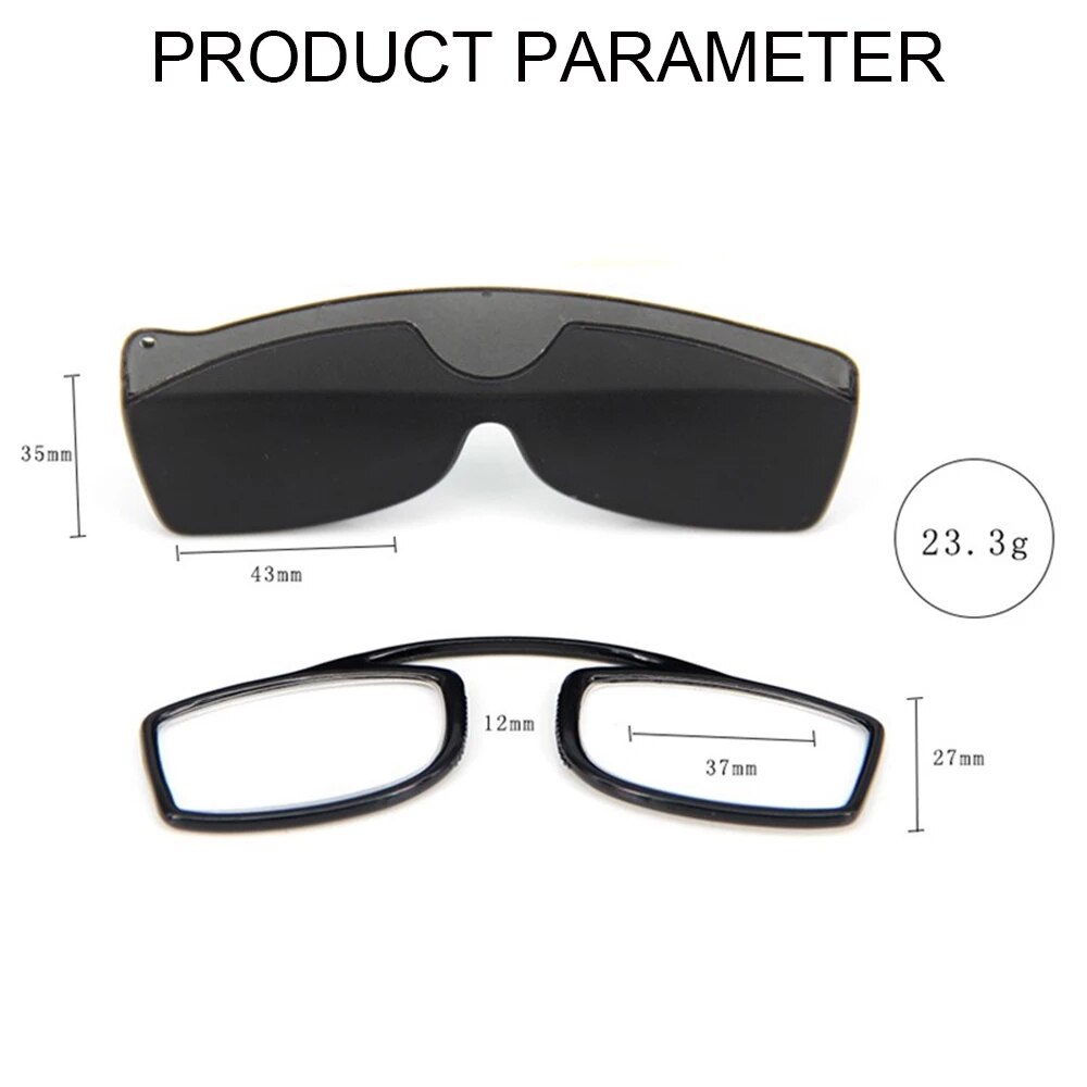 NONOR Mini lunettes de lecture collantes pince-nez sur lunettes presbytes loupe lunettes presbytes pour hommes femmes noir avec étui