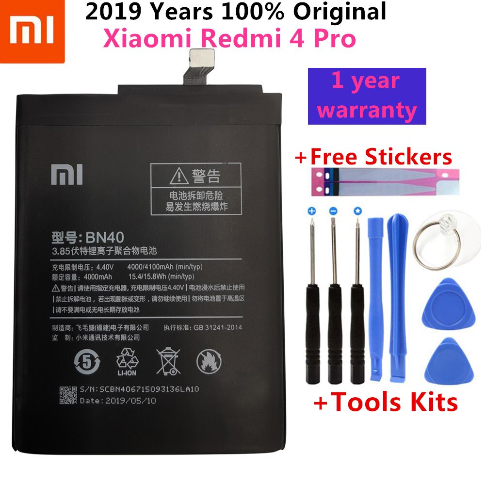 Xiao Mi Original Phone Battery For Xiaomi Redmi Note 4 5 4X 3 Pro 3S 3X 4X Mi 5 4A Note 5A / Pro 5 Plus Replacement batteries: BN40 Redmi 4 Pro