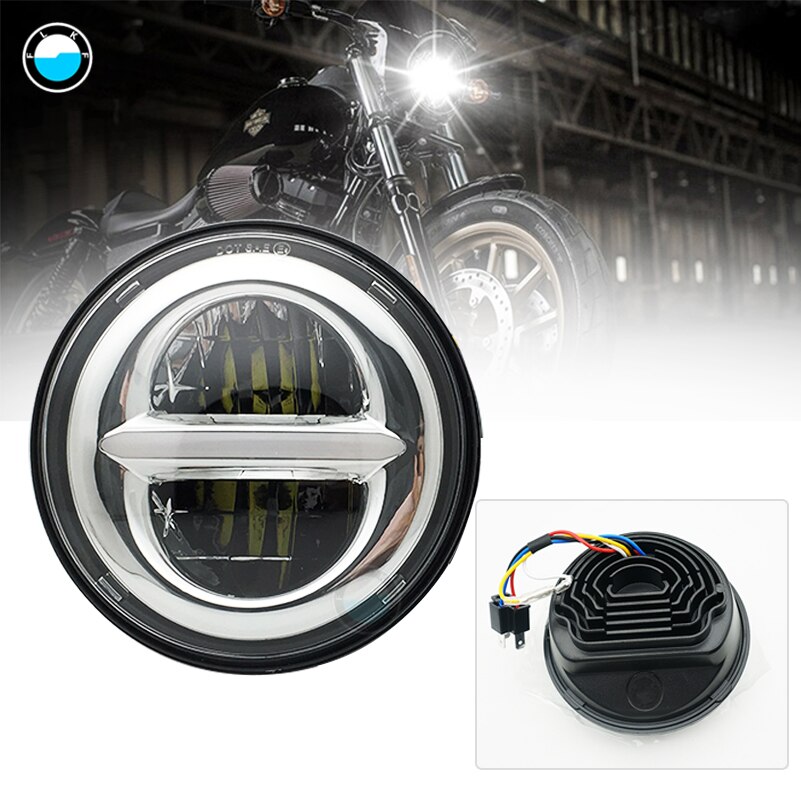 5.75" Round Headlamp 5-3/4 Inch LED Headlight DRL For Softail Dyna And Sportster Models.