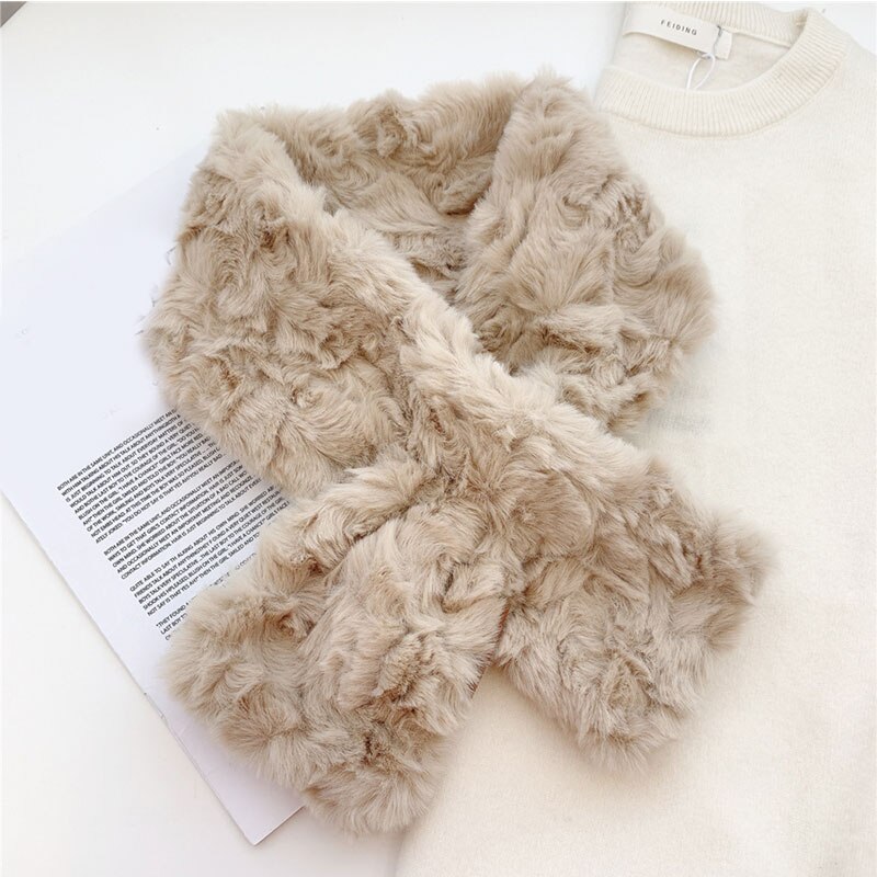 Lodne krave tørklæder tykke varme sjaler wraps fluffy cross tørklæde faux fur tørklæde hals varmere ensfarvet kvinder mænd plys tørklæde