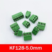 50Pcs KF128-5.0mm Pcb Screw Blokaansluiting KF128 5.0Mm Toonhoogte 2P 3P Straight Pin Kan Worden spliced Groene Koperen