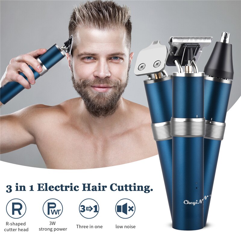 3 In 1 Barber Hair Trimmer Men Beard Electric Clippers Shaving Nose Ear Hair Remover Beard Rechargeable Hair Cutting Machine