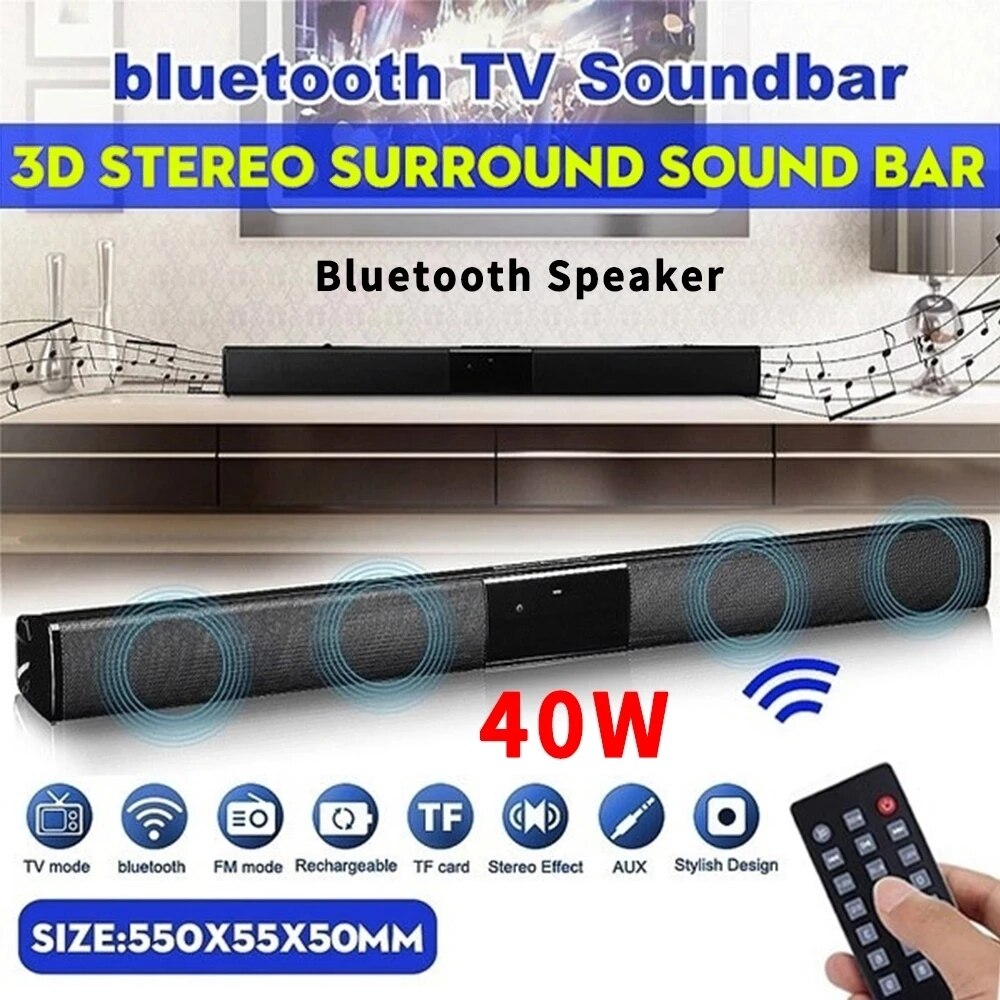 40W Echo Muur Bluetooth Speaker Tv Soundbar Computer Draadloze Subwoofer Draagbare Card Klankkast Hifi Stereo Surround Music Center