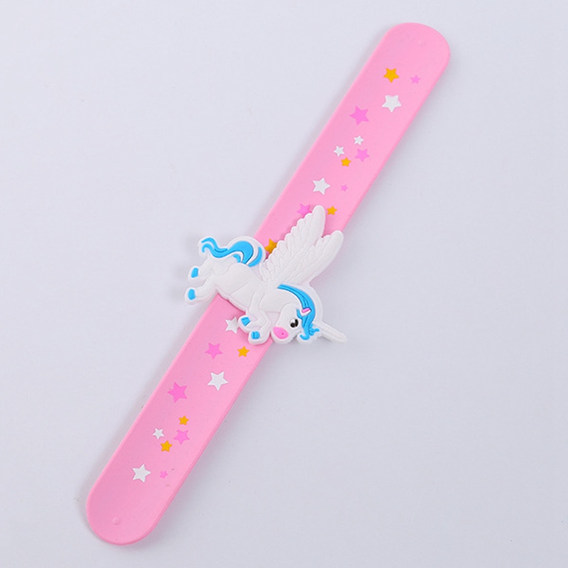 Kid Children Girl Boy Star Printing Colorful Unicorn Wristband Flexible Wrap Slap Bracelet Animal Enfant Bangle: PK