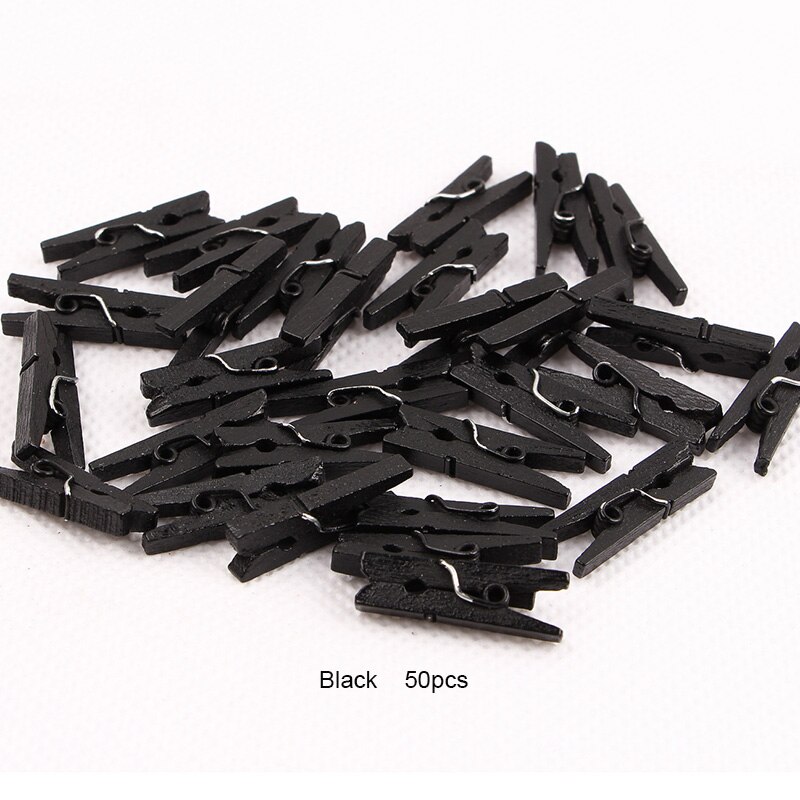 50pcs Small Size 2.5cm Mini Natural Wooden Clips For Photo Clips Clothespin Craft Decoration Clips Pegs: Balck