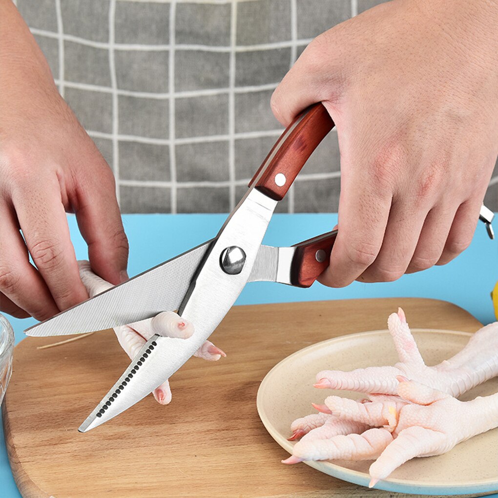 Kitchen Scissors Stainless Steel Chicken Bone Duck Shears Meat Vegetable Cook Portable Spring Loaded Scissor Barbecue Gadget