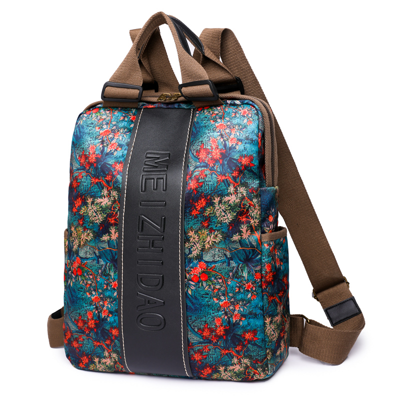 Backpacks Female Canvas Rucksack Women Large Bagpack Travel Bags Big School Backpack for Students Shoulder Bag: MULTI