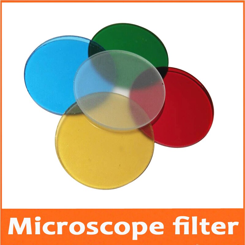 32mm linse diameter glas farve absorber grøn blå gul rød hvid mikroskopi filter biologisk mikroskop sammensatte filter