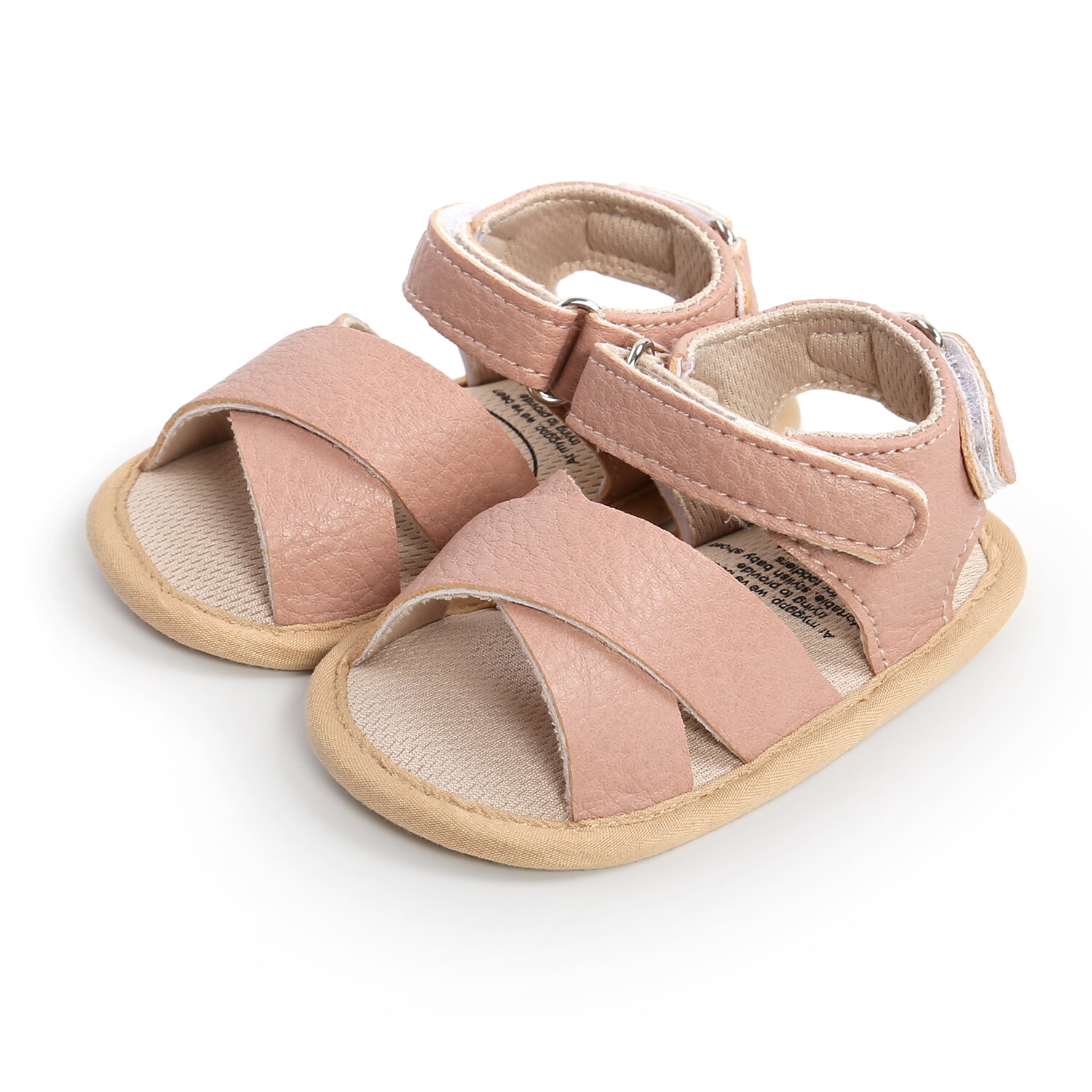Baby Boys Girls Leather Shoes Summer Sandals Anti-Slip Open Toe Infant Flat Shoes With Criss Cross Strap Shoes 0-18Months: B / 7-12 Months
