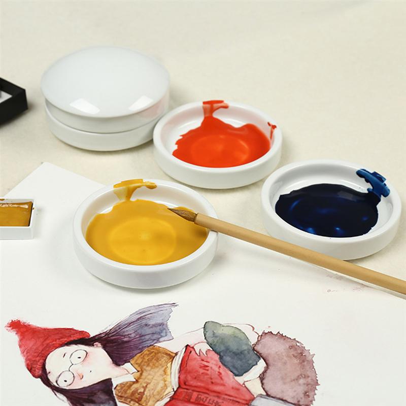 Ceramics Palette Five Layers Pigment Plate Watercolor Pigment Tray Ceramic Ink Dish Paint Tray Drawing Tools