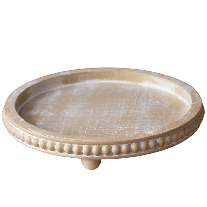 Franse retrostijl houten kralenbak platteland thuis theeblad koffieshop restaurant ronde opbergdisplay: Blauw