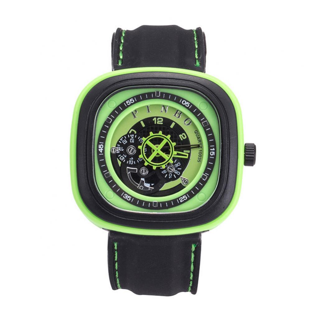 Sport Men's Watch Large Square Dial Silicone Strap Analog Quartz Wrist Watch Decor montre homme часы мужские наручные