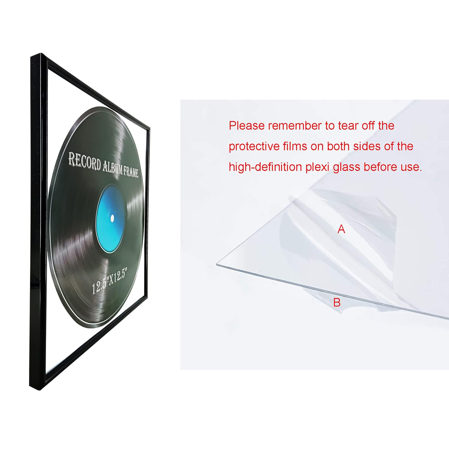 Metalen fotolijsten voor LP-record Fotolijst voor muurophanging 12,5x12,5 inch hoogglanzend frame Perfect voor vinyl LP-covers