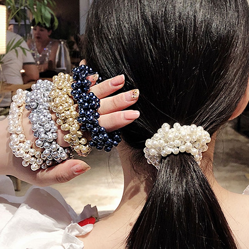 Bandes de cheveux élégantes avec All perles élastiques | , pour femmes filles, bandeau ornement de cheveux, chouchou, accessoires de cheveux