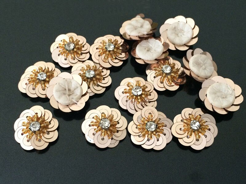 10 Teile/los Pailletten Blumen Patches Nähen Auf Perlen Applique Kleidung DIY Schuhe Taschen Zubehör: Himmel Blau