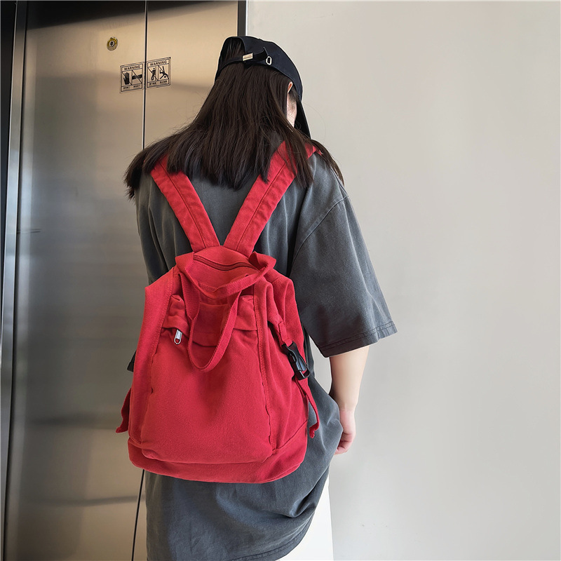 WR-mochila de lona verde para mujer, bolsa para portátil, escolar, para estudiantes, para adolescentes