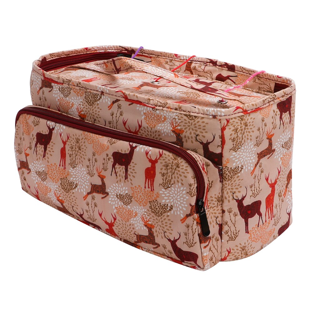 Woolen Yarn Storage Bag Round Knitted Wool Bags Oxford Cloth Leaf Print DIY Knitting Sewing Kit Sewing Tools Accessories: 9