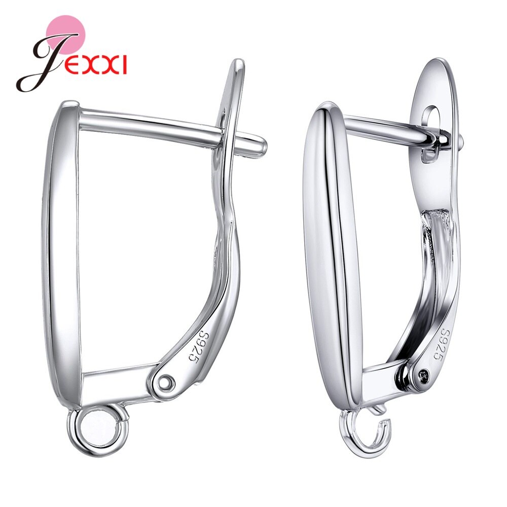 Pendientes de plata de ley 925 auténtica para mujer y niña, accesorios de joyería DIY, componente de joyería: G