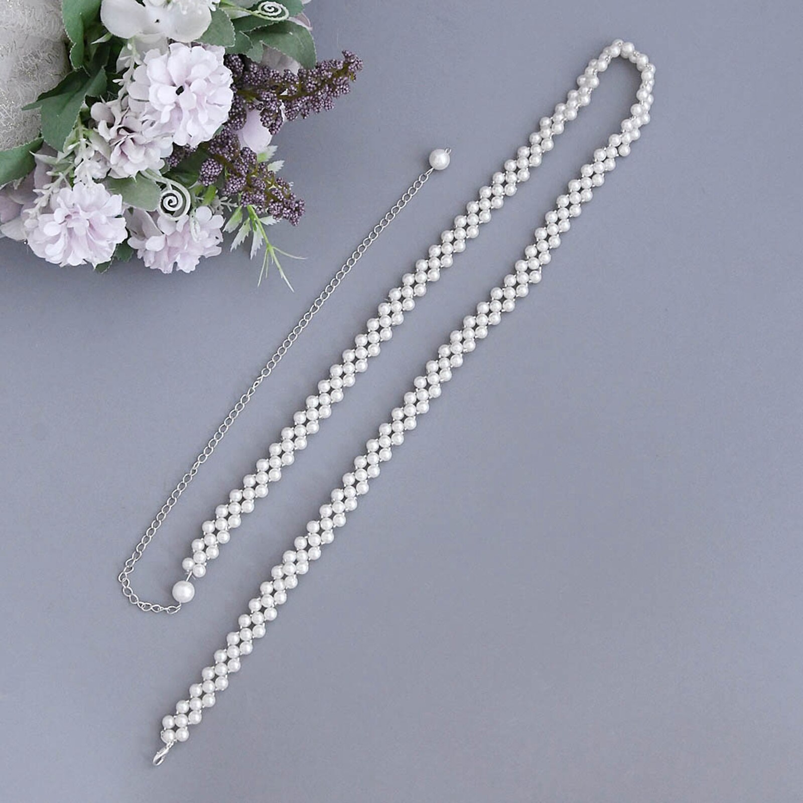 Elegante Parels Ketting Riem Voor Vrouw Kralen Parels Riemen Voor Jurken Pearl Riemen Voor Dames Meisjes Sash Riem Vlakte Bridal riem: Default Title