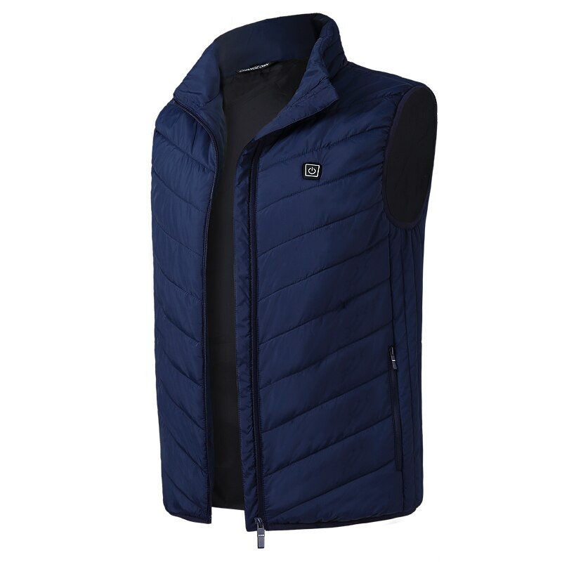 Chaleco calefactable con USB para hombre y mujer, ropa térmica de calefacción, chaqueta de refrigeración de invierno, Chaleco de pesca sólido, Chaleco Nerf, Chaleco Gilet choffer,: Blue / 4XL