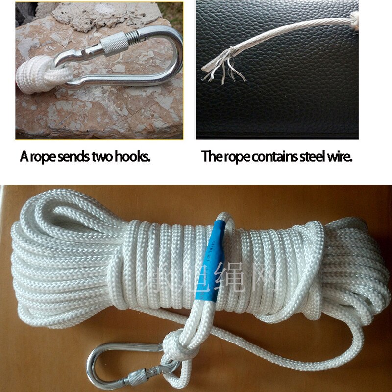 Spare safety rope for fire Built-in steel wire Fire-fighting e escape Climbing cable Paracord Diameter 8mm with 2pcs buckle