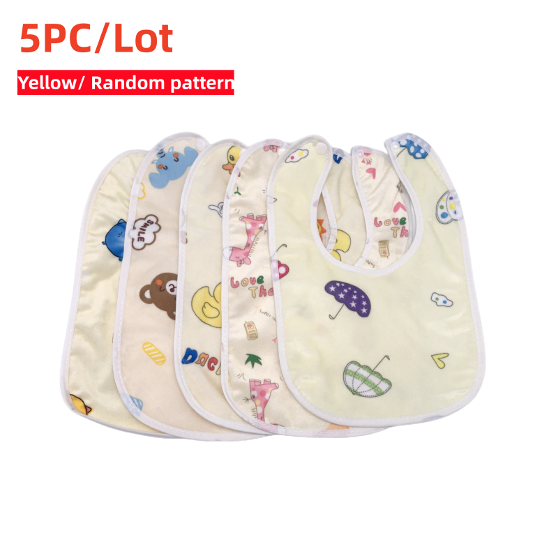 5pc Baby100% Cotton Babadores Burp Saliva Towel Cartoon Bibs Bandana Waterproof Boys Girls Accessories Clothing: yellow