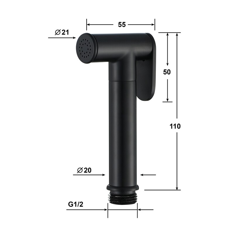 Zwarte handbediende bidetsproeier, douchesproeierset, toiletkraan, douchebidet met slang en houder, badkameraccessoires, huisverbetering