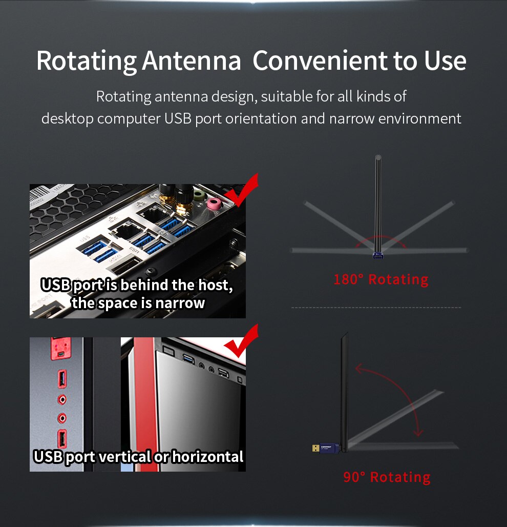 Comfast High Speed 650Mbps Dual Band 2.4 & 5.8Ghz Wifi Netwerkkaart 6dBi Antenne Bluetooth 4.2 Draadloze Adapter access Point