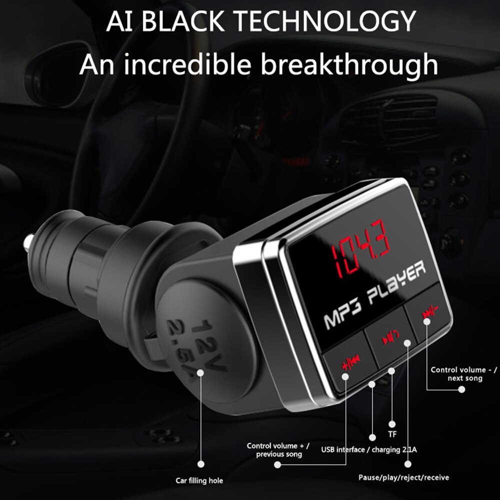 VR robot 5V 3.1A Bluetooth Auto MP3 Audio Speler Draadloze Fm-zender Handsfree Car Kit met Sigarettenaansteker