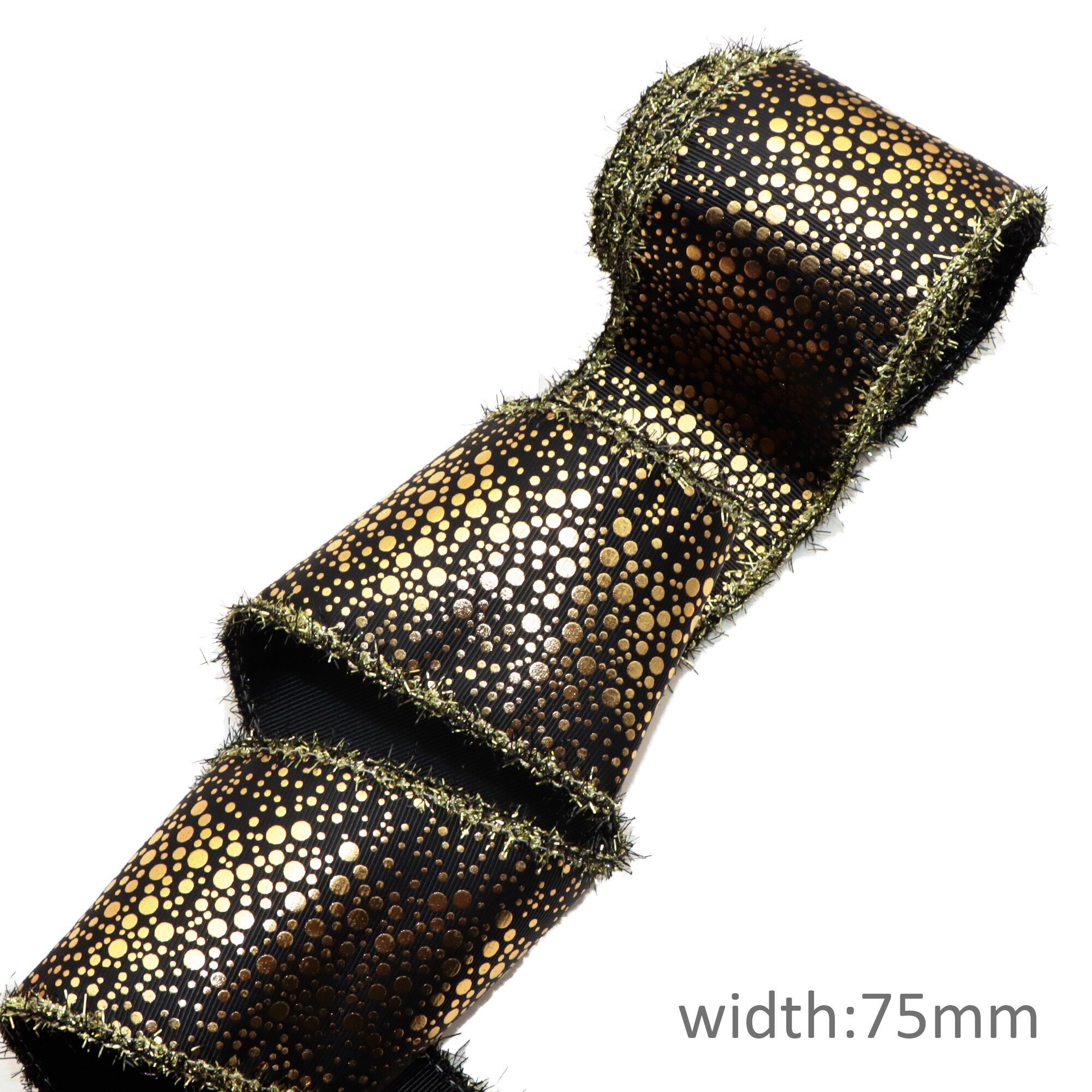 75MM 2Yard/roll Christmas Geometric Grosgrain Ribbon with Tinsel Edges For Burlap Wreaths Hairbows Accessories,2Yc20400: 1145886003
