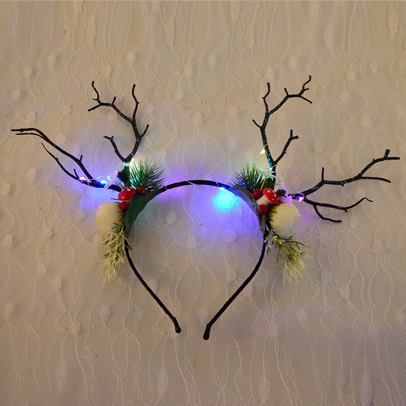 Diadema navideña con orejas de elfo para niños, diademas luminosas con luz LED, accesorios para el cabello para de navidad