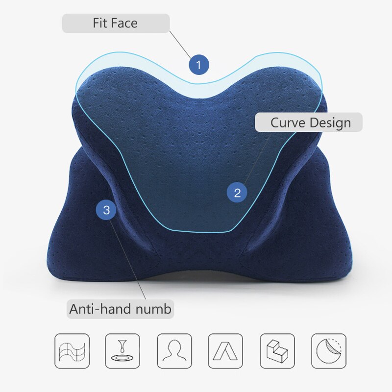 Purenlatex Vlinder Cervicale Memory Foam Middag Dutje Kussen Kantoor Tafel School Bureau Kussen Trage Rebound Orthopedische Nekkussen