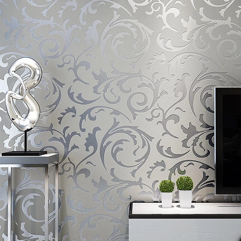 3D Victorian Damask Embossed Wallpaper Roll Home Decor Living Room Bedroom Wall Coverings Floral Luxury Wall Paper