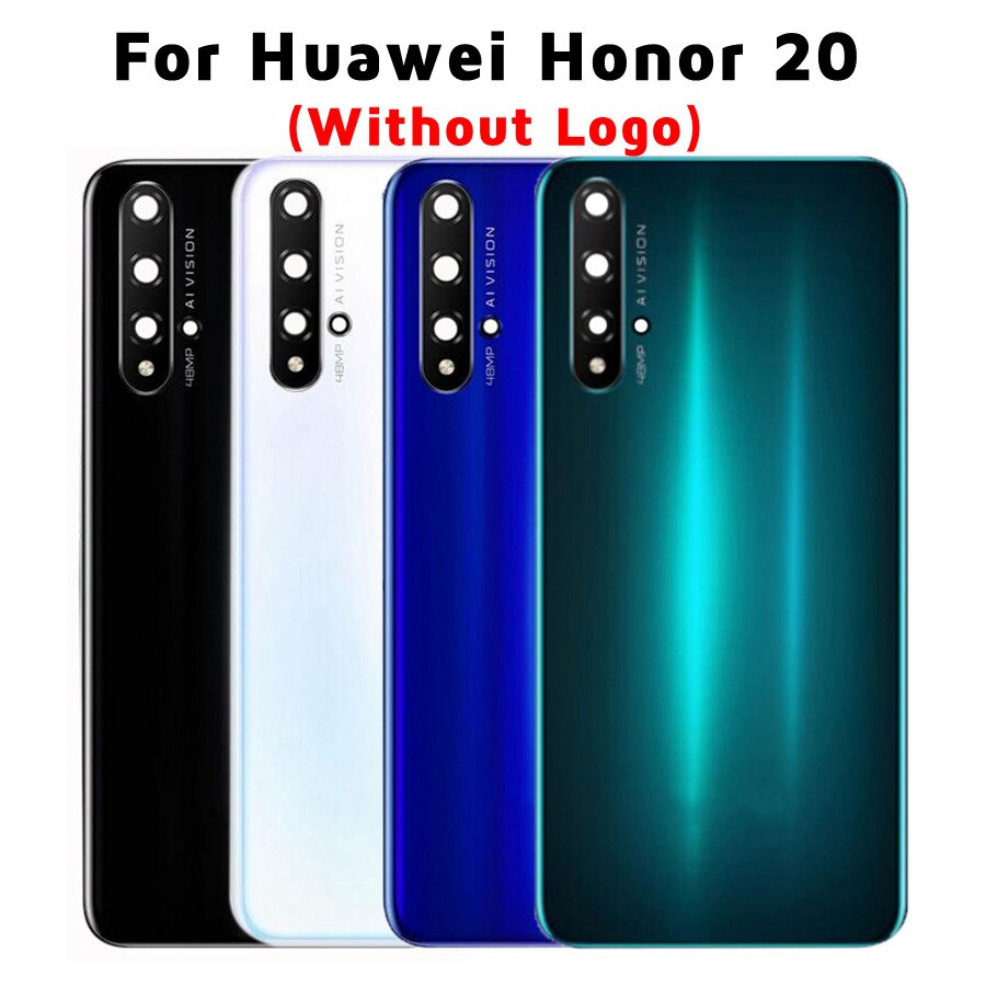 Zonder Logo Voor Huawei Honor 20 Batterij Cover Terug Glas Achterpaneel Behuizing Deur Case + Camera Lens Vervanging + sticker YAL-L21