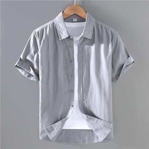 Ropa de estilo japonés para hombre, Tops de manga corta con una hilera de botones, cárdigan holgado informal, de Color sólido, verano 2023: 5 XL / Gris