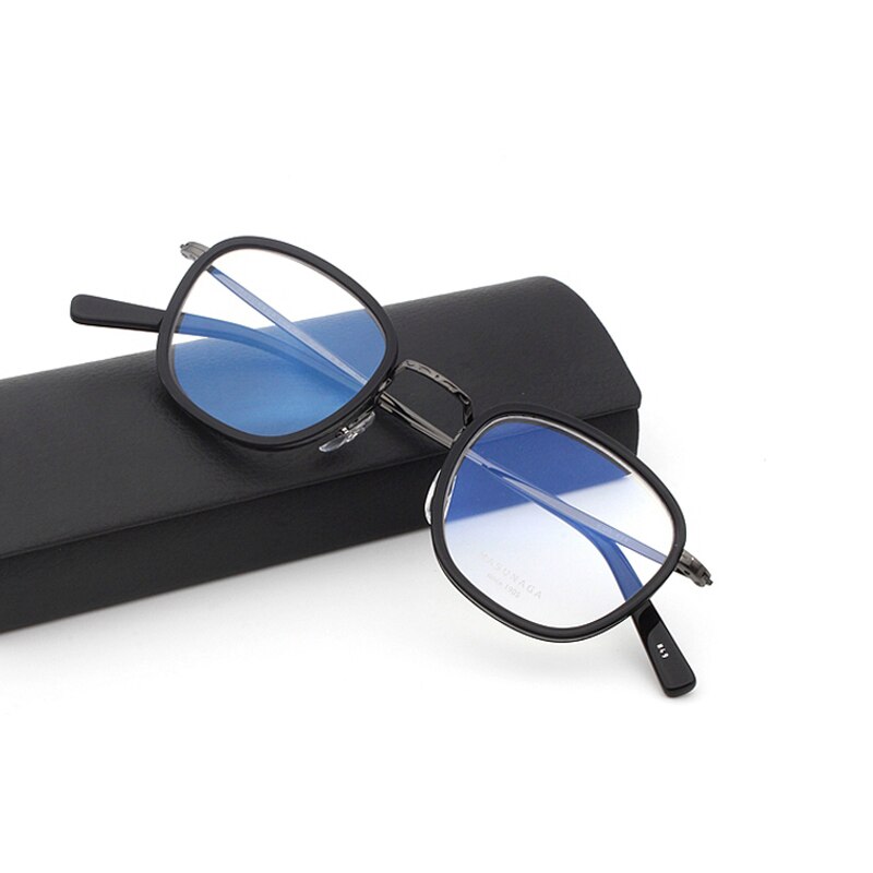 Japansk mærke titaniumacetatbrilleramme mænd kvinder håndlavede firkantede briller nærsynethed receptpligtige briller 824