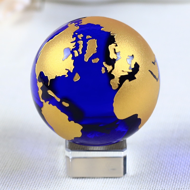 World Globe Mapa Home Decor Accessories Globe Earth 5 Inch Vintage Wooden Globe Ornaments World Map Geography Office Desk Decor: with crystal base