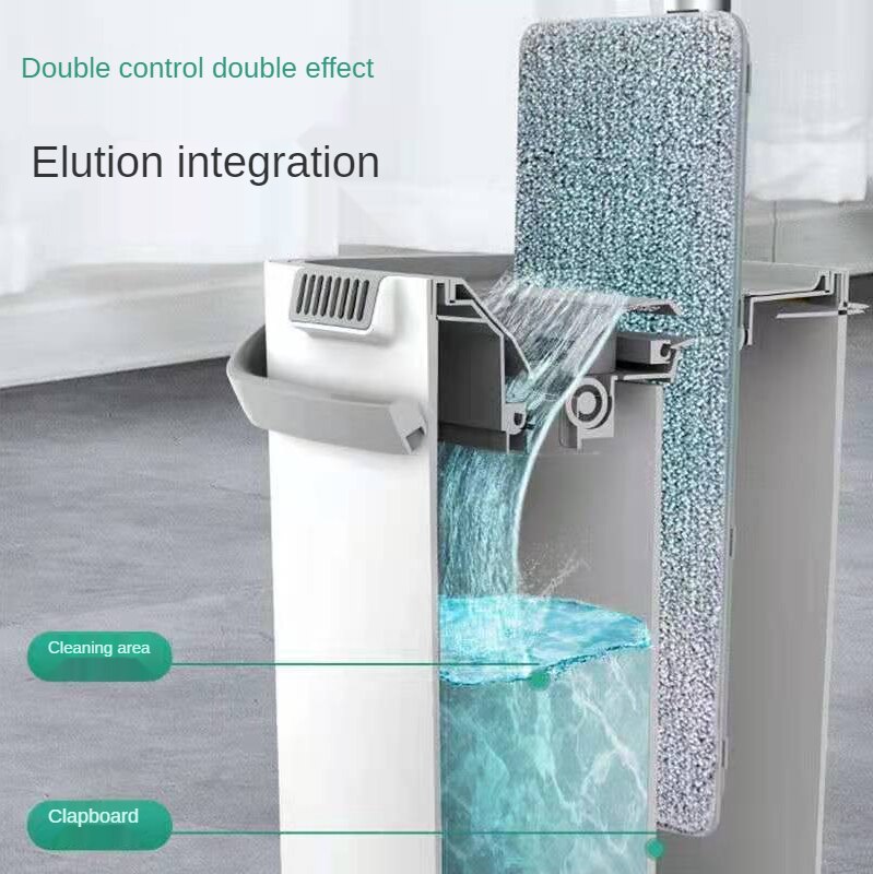 Flat Squeeze Mop and Bucket Hand Free Wringing Floor Cleaning Mop Microfiber Mop Pads Wet or Dry Usage on Hardwood Laminate Tile