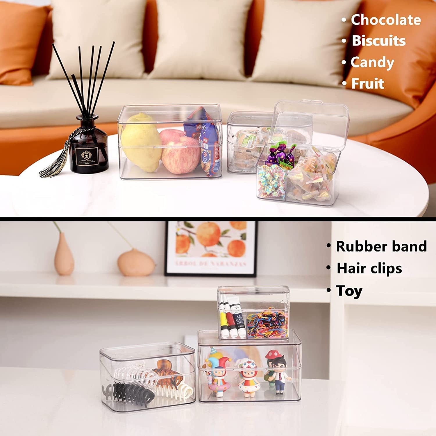 Caja de almacenamiento para baño, organizador de maquillaje de escritorio transparente con tapa, evita el polvo, adecuado para cosméticos, artículos de tocador, producto sanitario