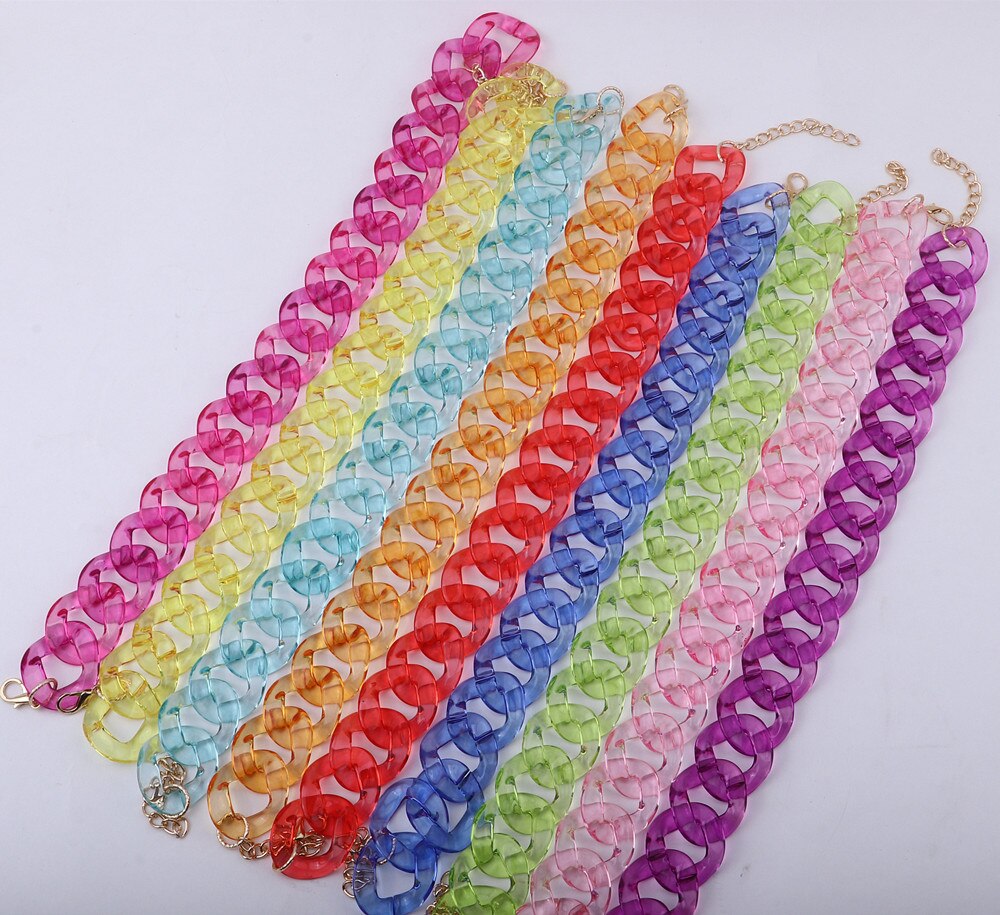 Fishsheep Transparant Acryl Ketting Grote Ketting Voor Vrouwen Kleurrijke Clear Choker Kraag Ketting Mode-sieraden