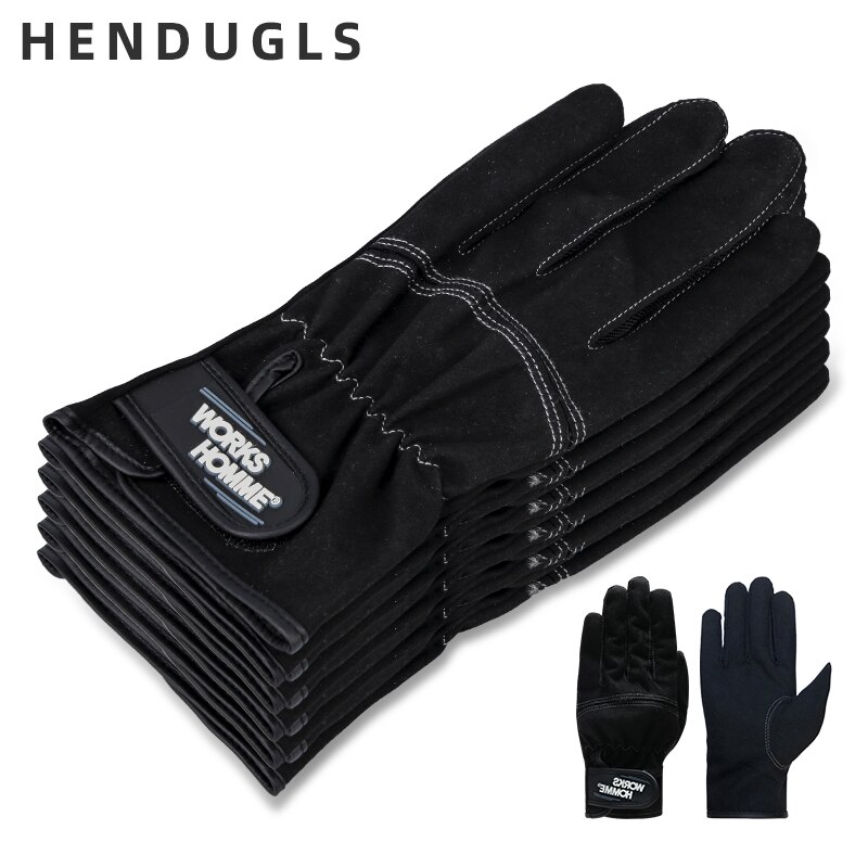 Hendugls 5Pcs Werk Handschoenen Ultradunne Microfiber Poef Veiligheid Handschoen Klittenbandsluitingen Slijtvaste Stiksels Veiligheid Mitten 3770