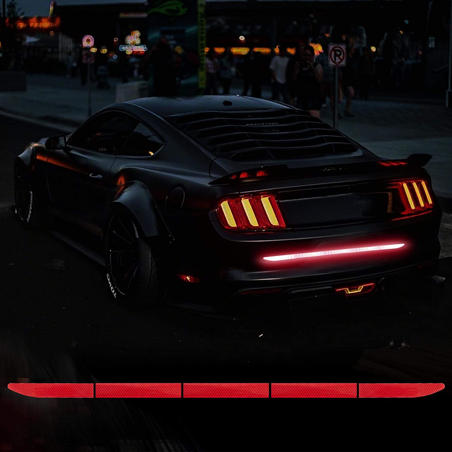 High-Intensity Night Visibility Reflective Decal Universal Safety Warning Diamond Grade Waterproof Self Adhesive for Car Trunk: Red